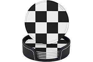 SEPTYK Checkered Coasters for Drinks with Holder