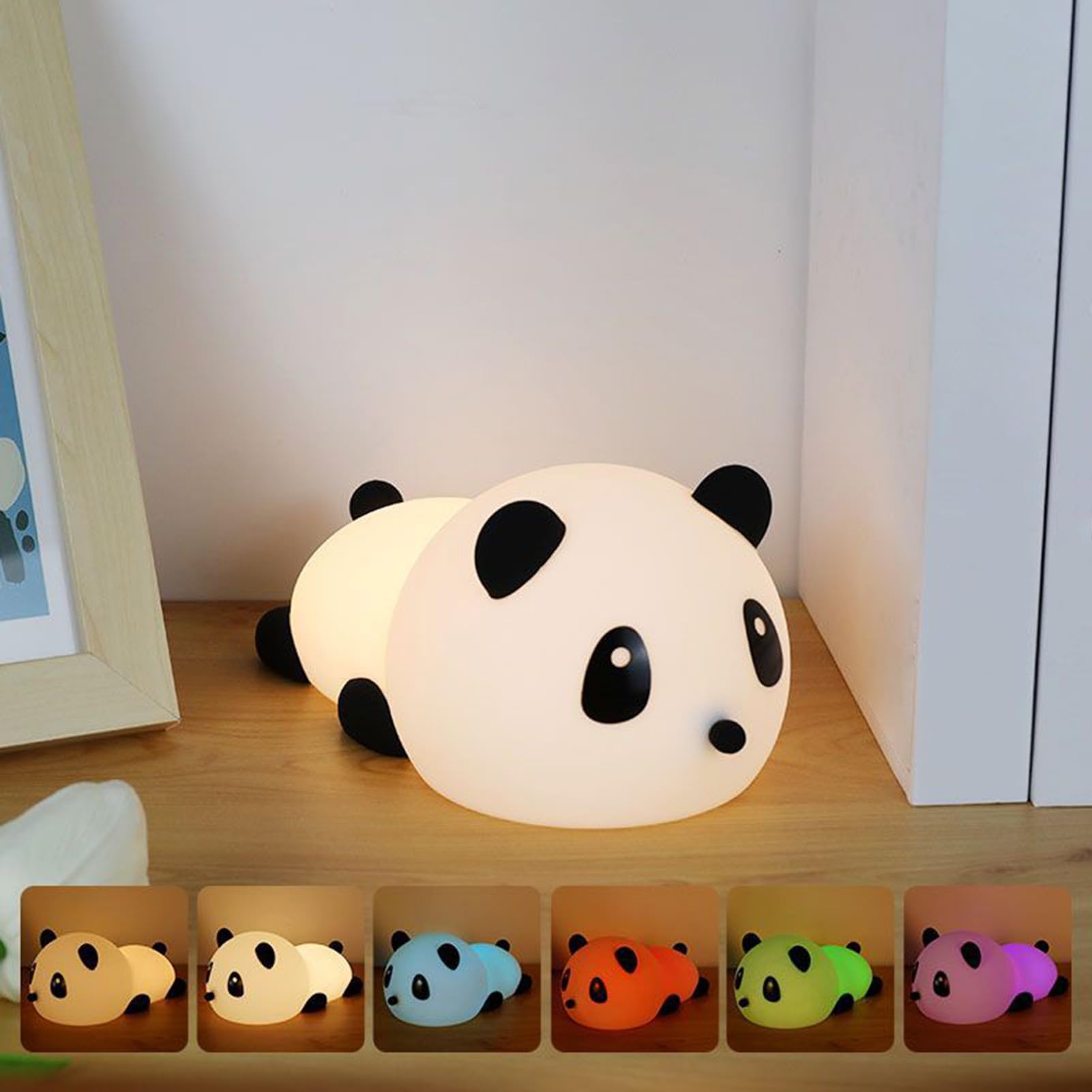 Fantasee Luce Notturna A Forma Di Panda, Ricaricabile USB, Batteria 250mAh, Autonomia 8-10 Ore, Luce Morbida Per Cameretta, Regalo Per Bambini