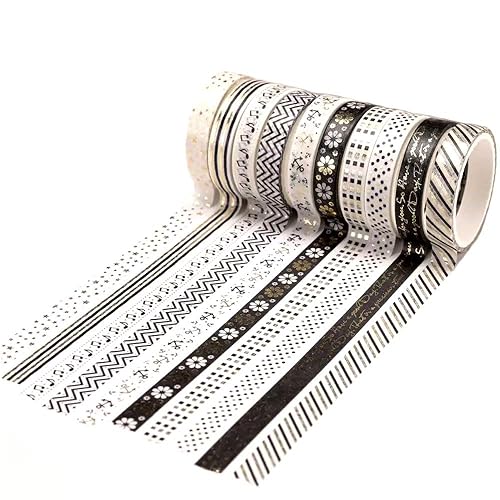 Miniatura 4 de YUBBAEX Juego de 10 rollos de cinta washi brillante de 0.315 pulgadas (0.315 in) de lámina dorada delgada decorativa para diario, álbum de recortes,