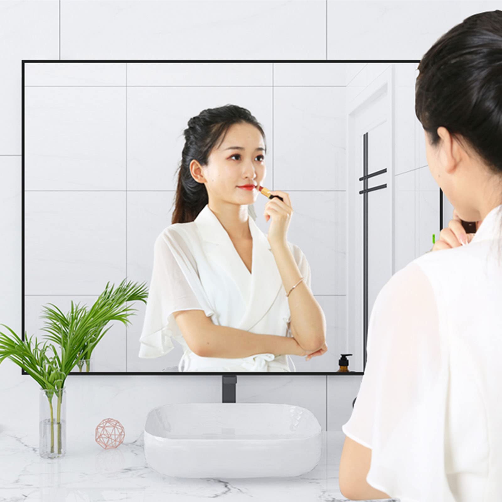 Specchi da Bagno, spogliatoi a Parete privi di Luce, bagni, Servizi igienici, pettini a Parete e specchi per Il Trucco (Installazione Senza Perforazione)
