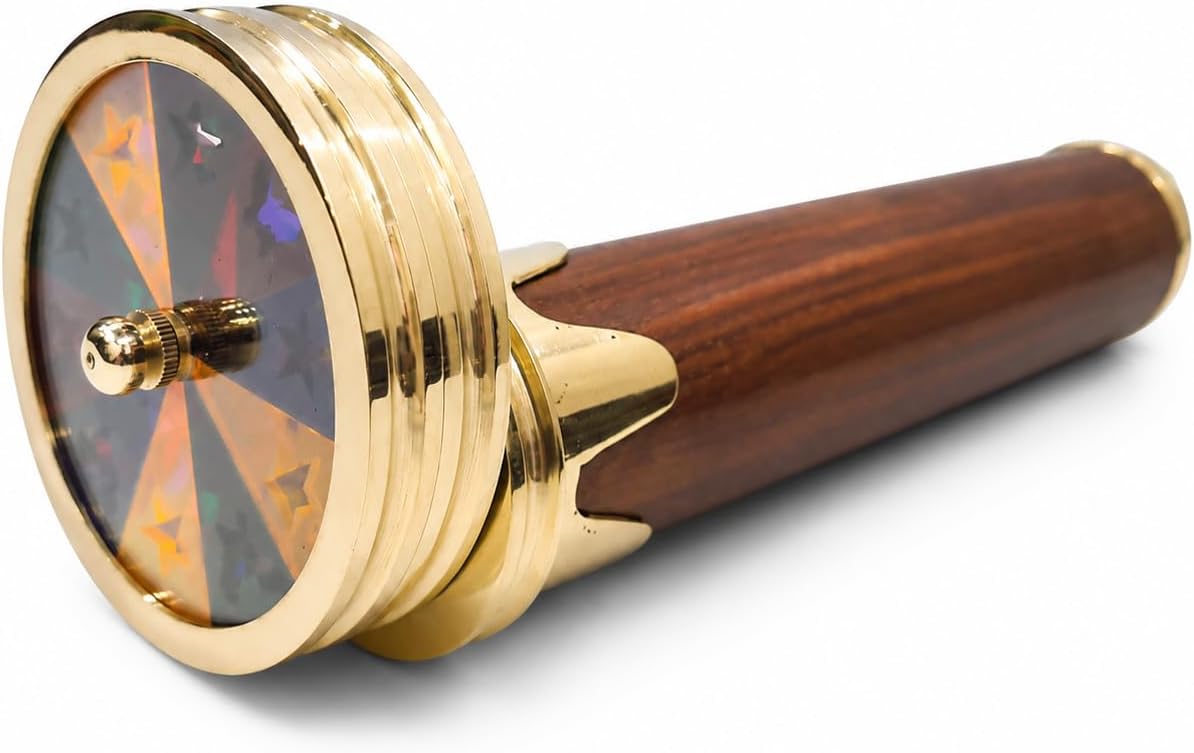 collectiblesBuy Vintage Handheld Wooden Kaleidoscope Nautical Maritime Optical Prisms Brass Double Wheel