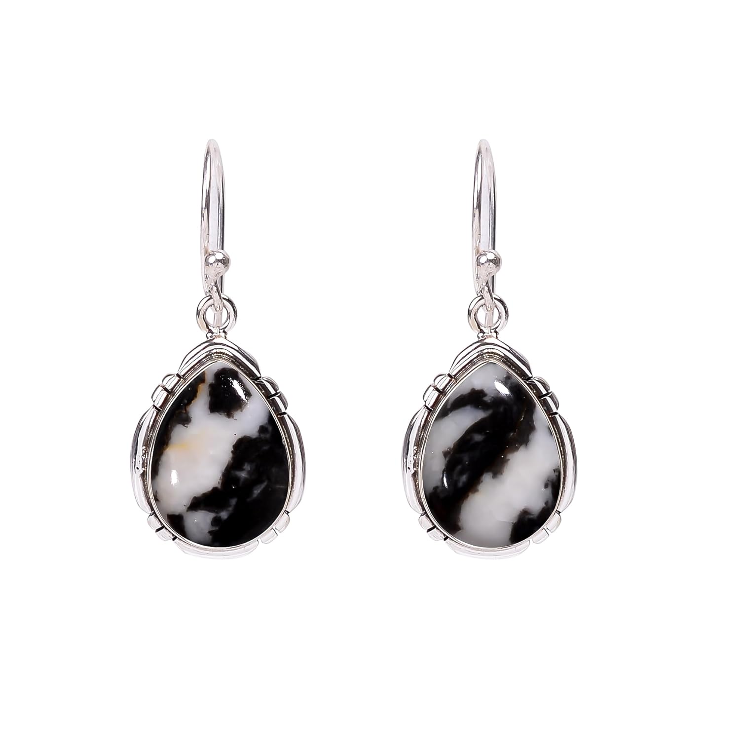 Natural White Buffalo Turquoise Earring Gemstone 925 Sterling Silver Handmade White Stone Dangle/Drop Earrings Jewelry Gift for Wife
