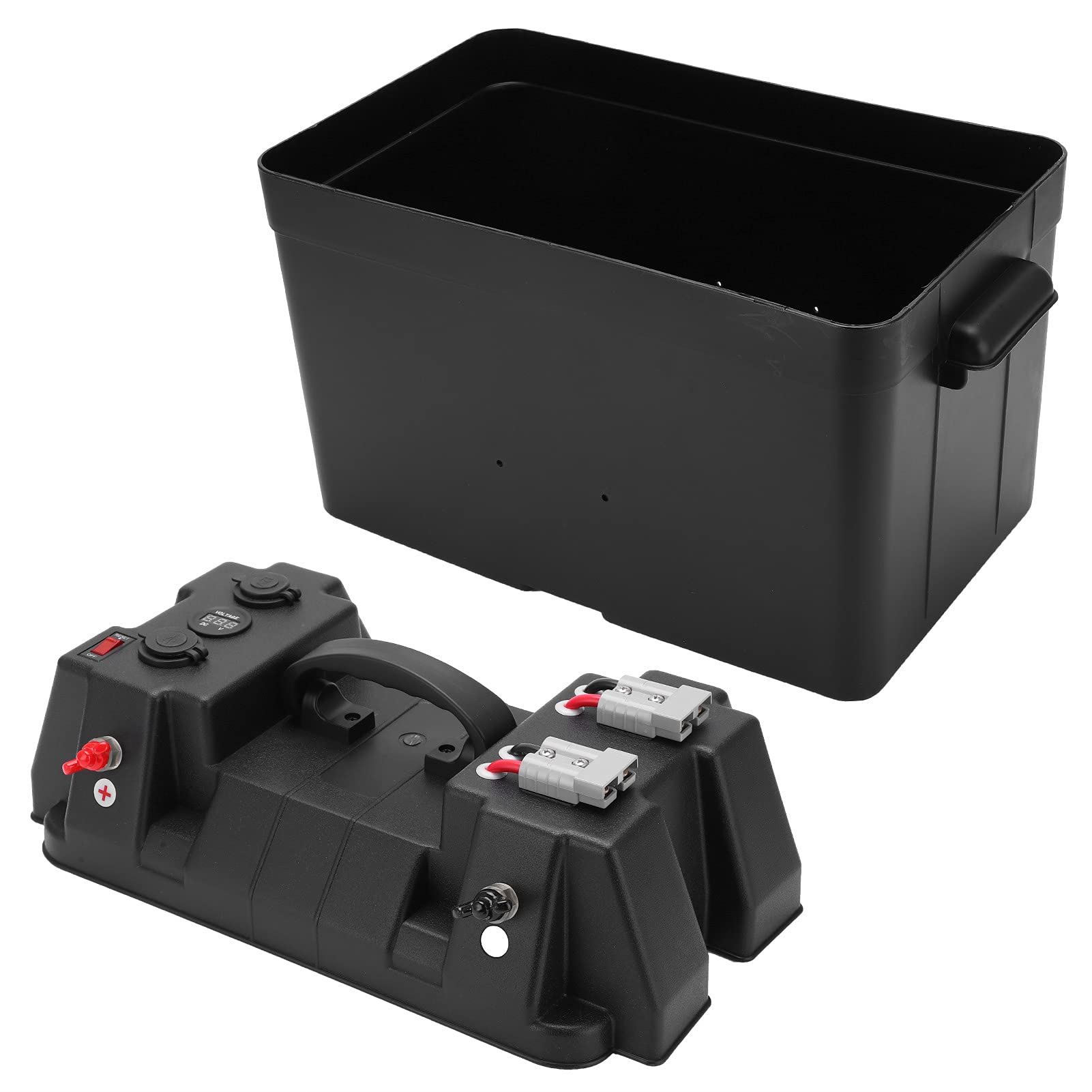 TARSHYRY Marine Battery Box, Inteligentne Pudełko Baterii Baterii Marine z Akcesoriami ABS dla Samochodu RV Jacht Ship 12V