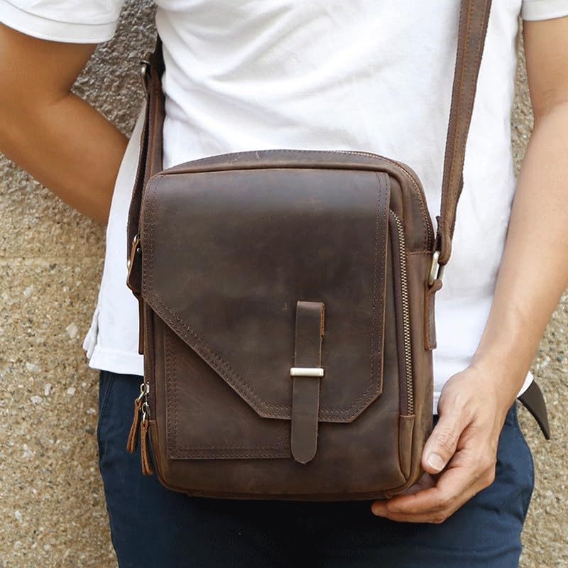 Vintage Messenger Bag Vertical Shoulder Bag Crossbody Bag Large Capacity Crossbody Bag(Brown-2)2