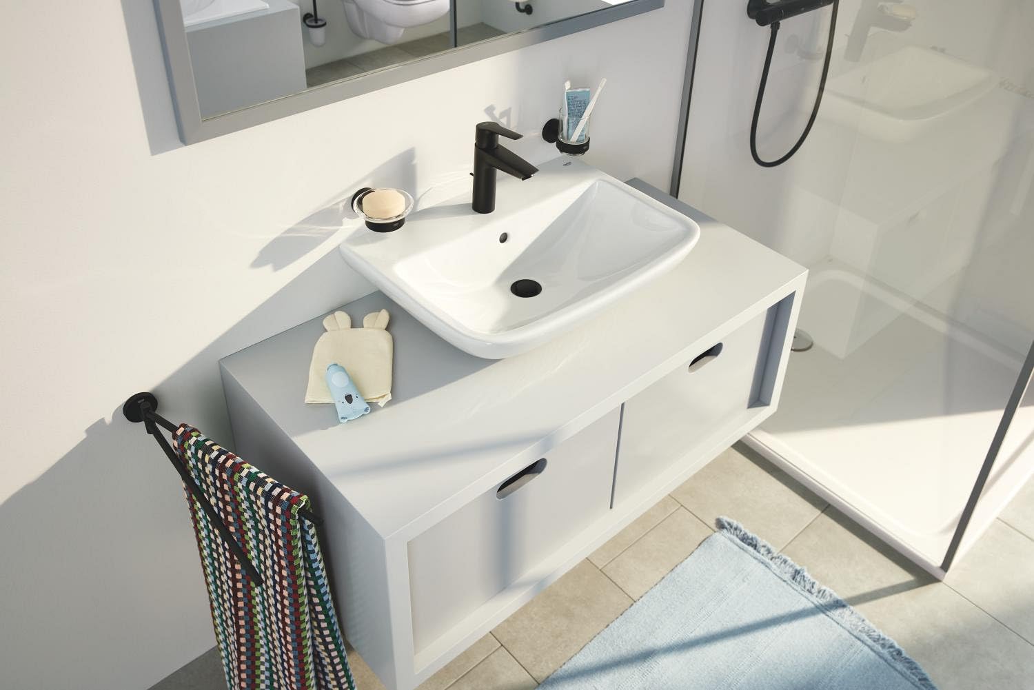 GROHE Start Porta Asciugamani Metallo, Fissaggio Nascosto, Viti e Tasselli Inclusi, Facile da Montare, Misura 439 mm, Nero Opaco, 411832430