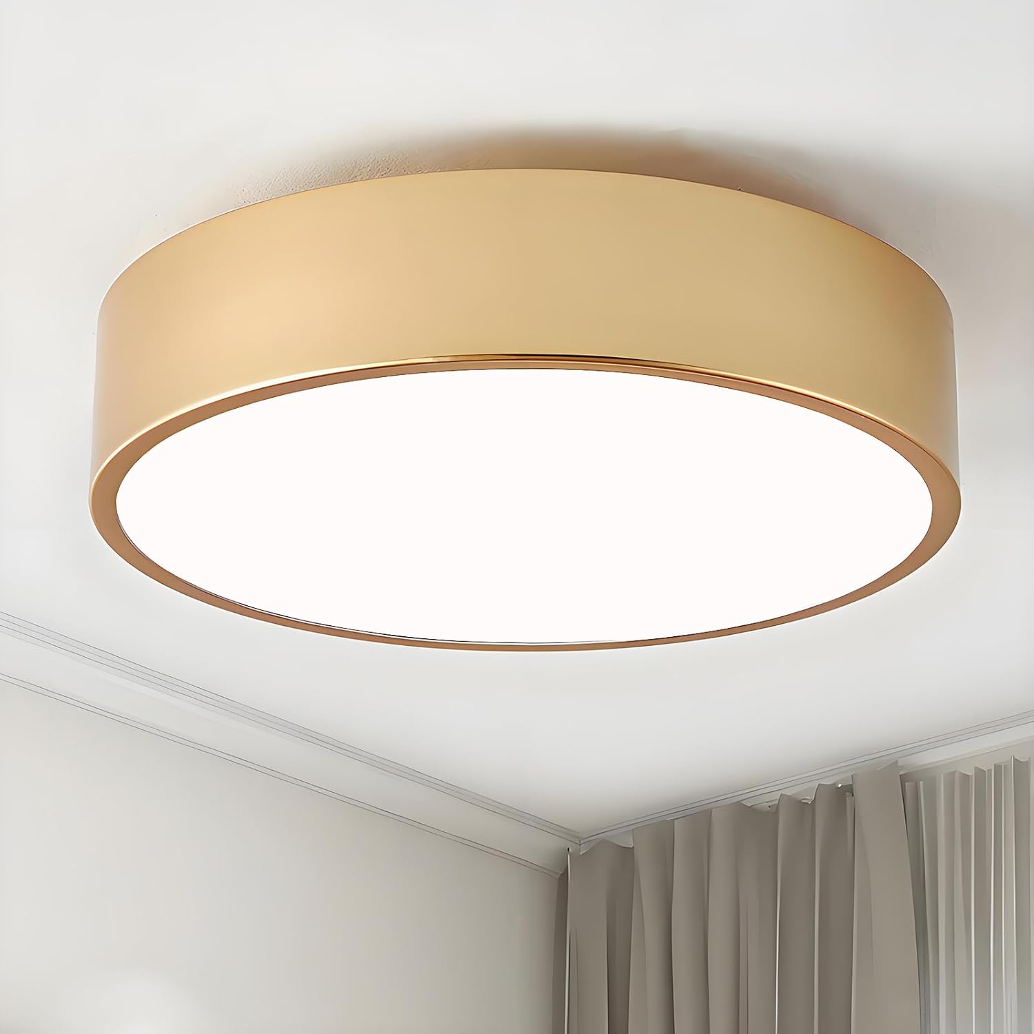 Modern Flush Mount Ceiling Light, 2-Lights Gold Ceiling Light, Minimalistic Ceiling Lamp Acrylic Shade Lighting Fixture for Bedroom Laundry Room Foye Hallway(11.8 Inch)