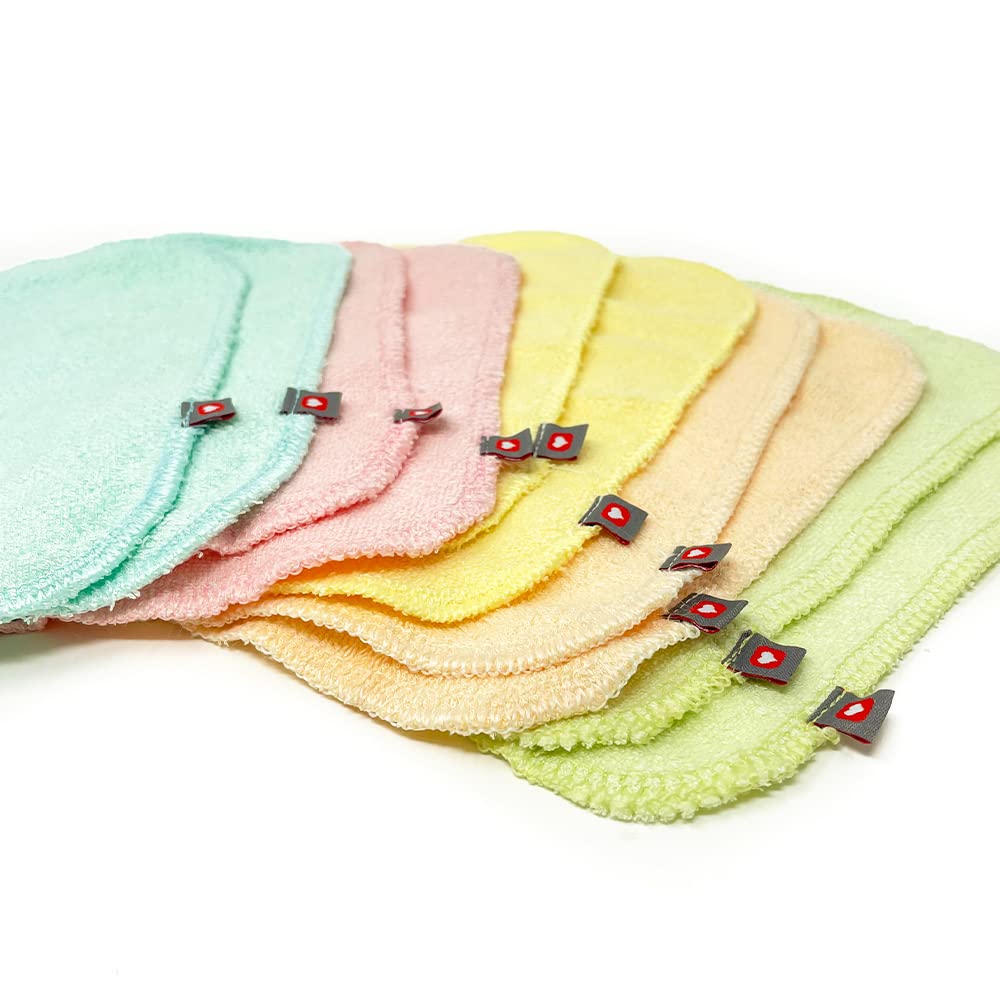 Close Paquete de recarga Pop-in con 10 toallitas reutilizables multicolor pastel | Perfecto para manos y cara del bebé, absorbente y suave