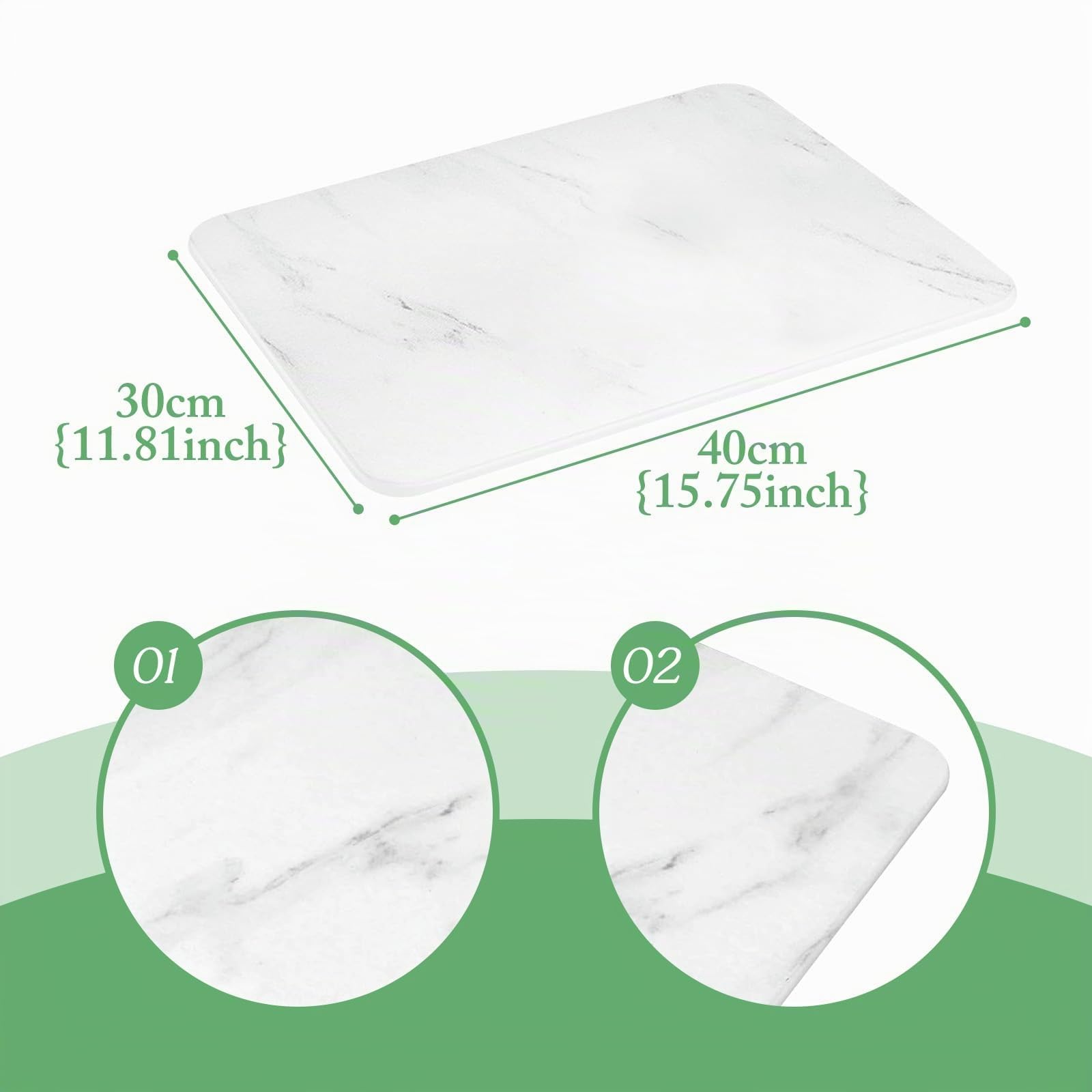 MagiDeal Tapis de séchage de vaisselle en pierre, égouttoir à vaisselle, tapis de rangement, tapis en pierre polyvalent, plateau de séchage pour la vaisselle,