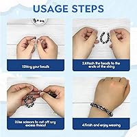 Vista 7 de 100 cuentas de hematita negra lisa natural de 0.236 pulgadas (0.236 in), cuentas redondas sueltas de piedra para fabricación de joyas con cordón