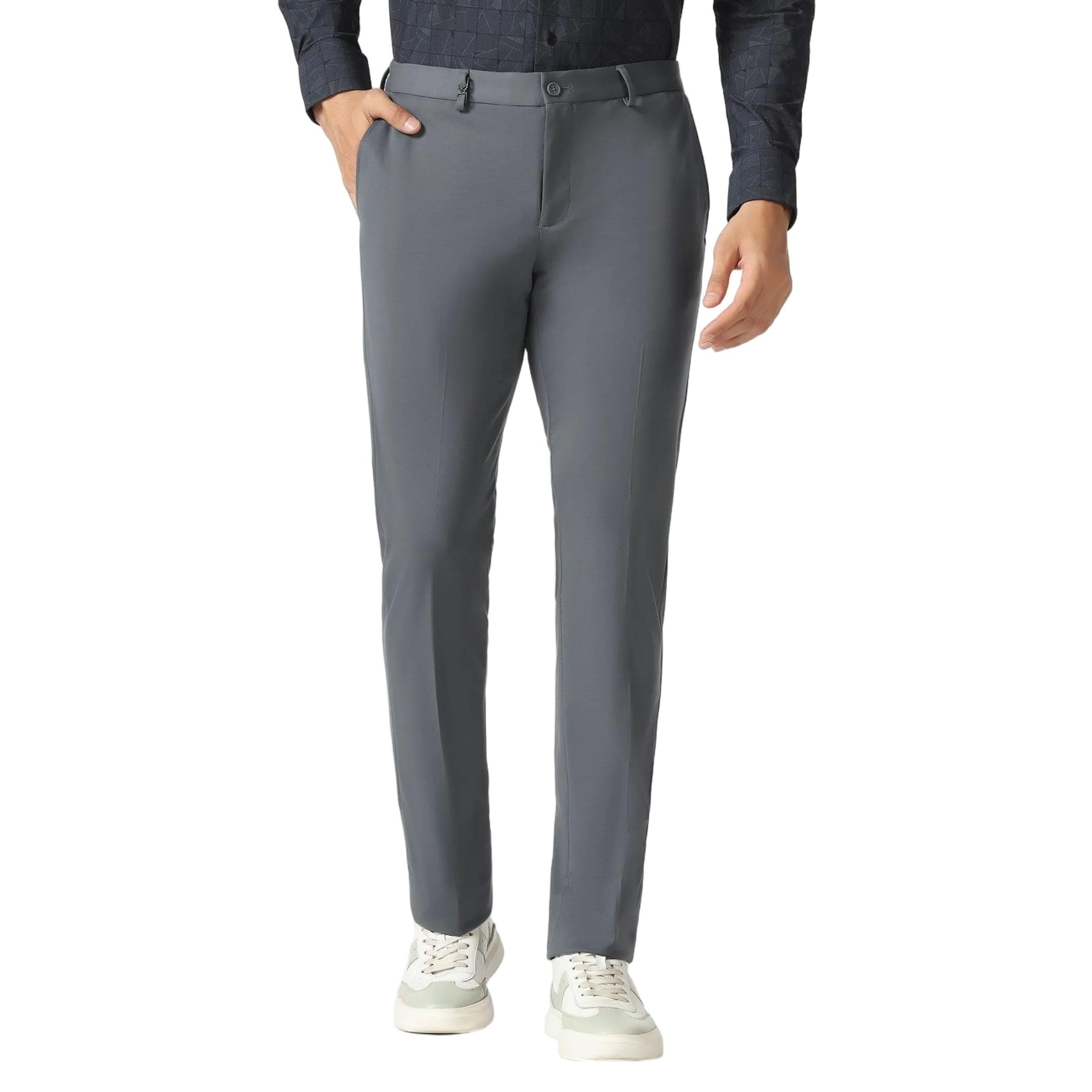 blackberrys Men's Nylon Blend Solid Slim Fit Formal Trousers-picture-11