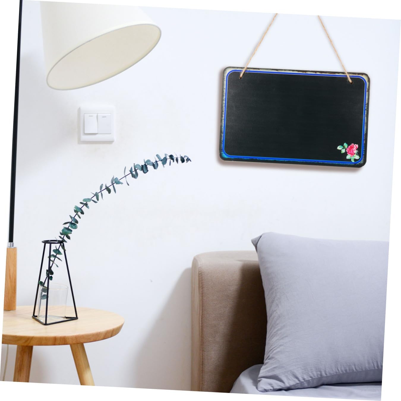 Decorative Chalkboard Message Board Wall-Mount Memo Bulletin Board Single-Sided Small Blackboard for Restaurant Café DIY Sign Home Office Notice Style