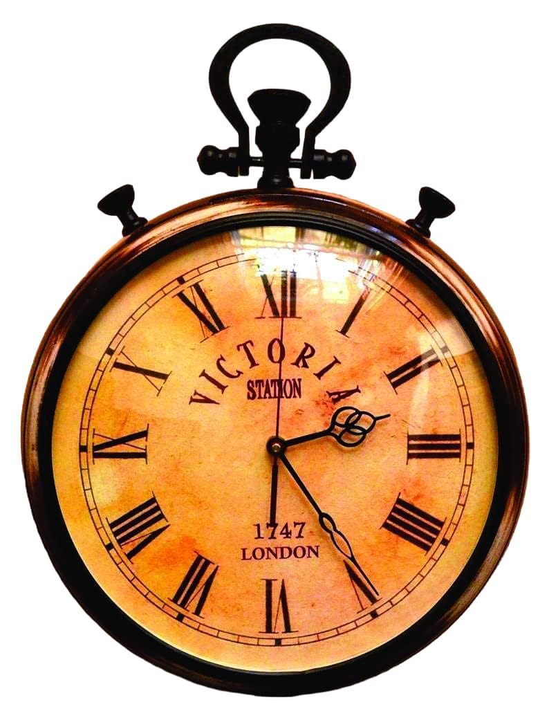 ®Vintage-Inspired Antique Wooden Wall Clock - 12” Silent Quartz Movement - Non-Ticking Round Clock with Handle for Home, Kitchen, Bedroom, Office - Easy to Read Classic Design - Battery Operated 1