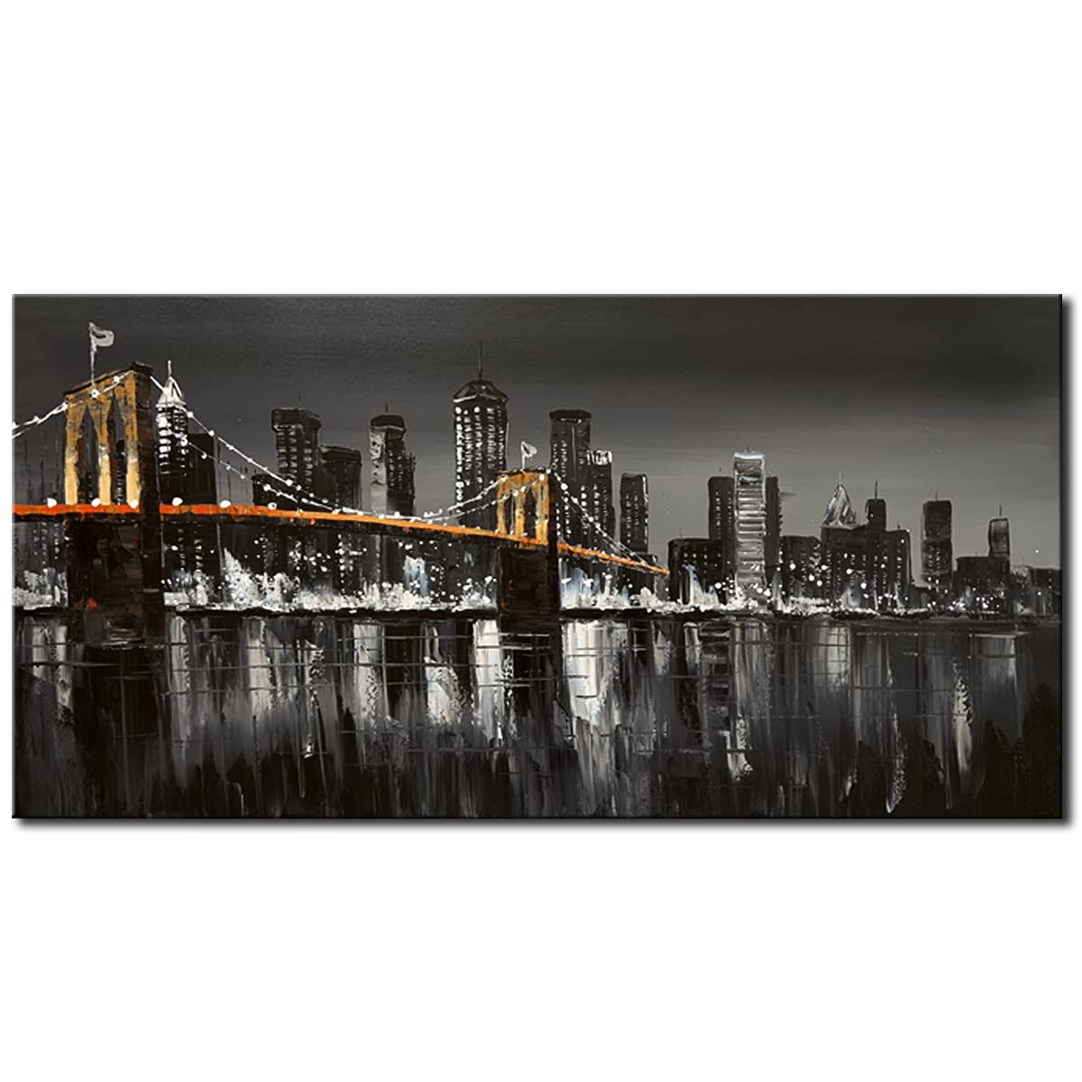 Black and White Brooklyn Bridge Wall Art New York Cityscape Skylines ...