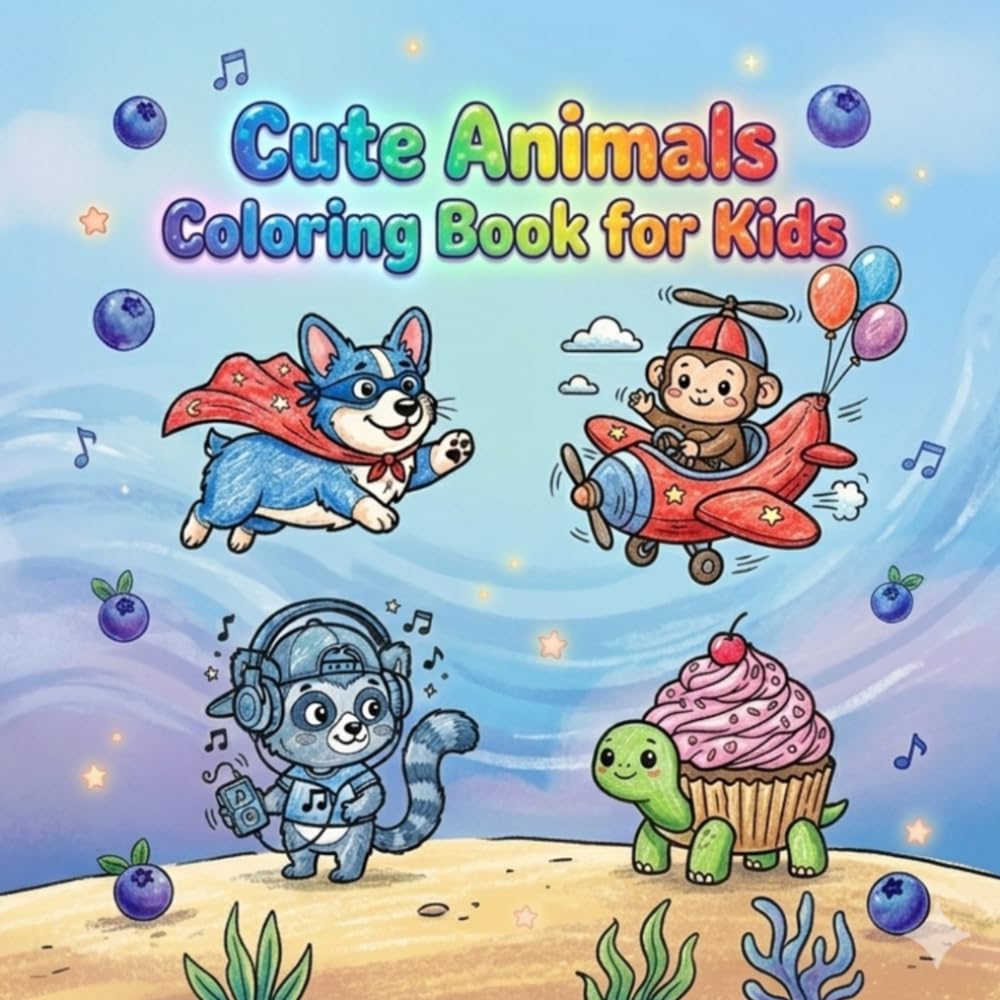 CUTE Animals Coloring Book fot Kids: 30 Adorable Animal Illustrations with Bold Lines, Easy and Fun Designs for Stress-Free Coloring, Single-Sided Pages