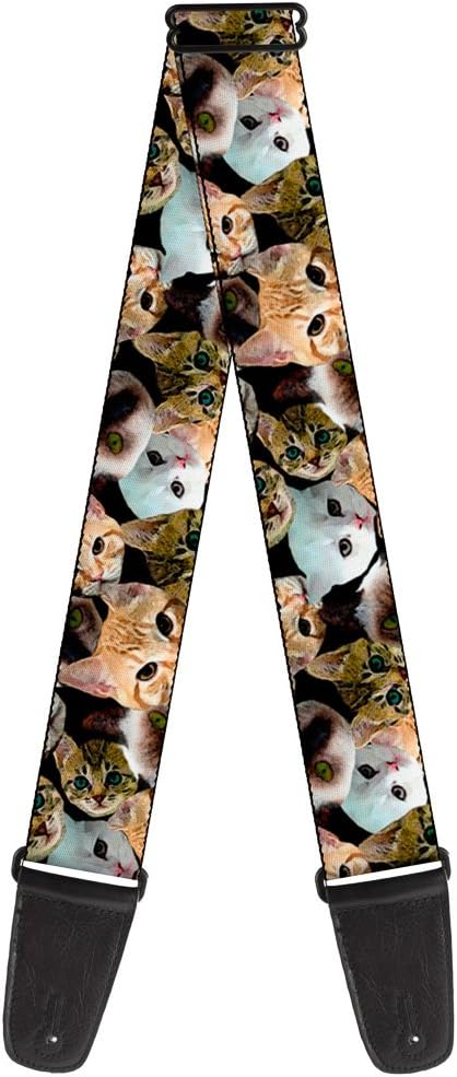 Buckle-Down Guitar Strap Kitten Faces Scattered Black 2 Inches Wide (GS-W31107)