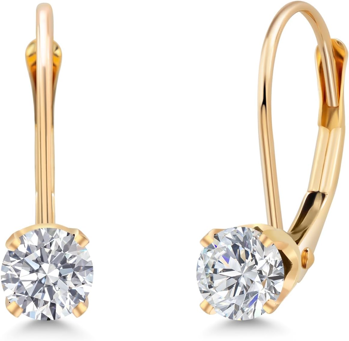 Gem Stone King 14K Yellow Gold Gemstone Birthstone Leverback Dangle Earrings for Women | Round 3.5MM | Gold Jewelry for Her Mom Wife