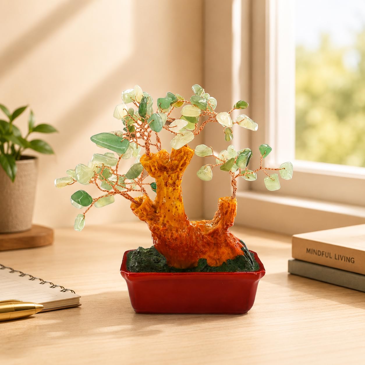 KABIR WORLD Gemstone Tree Sculpture Amethyst Leaves Crystal Bonsai for Home Decor Feng Shui Balance 1