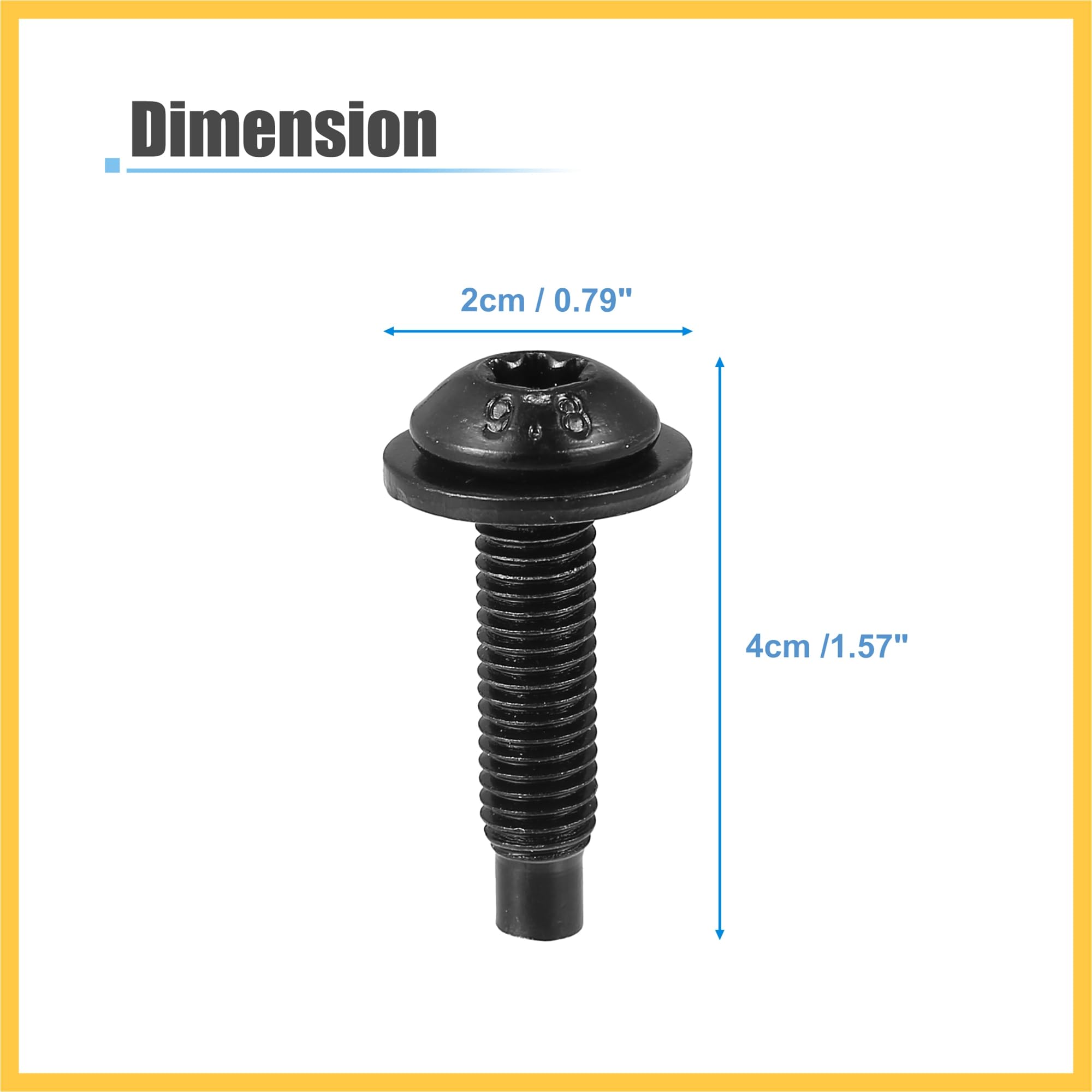 Lot de 6 vis Torx rigides pour Jeep Wrangler 2007-2018 - Boulons de rechange extra longs en acier inoxydable noir