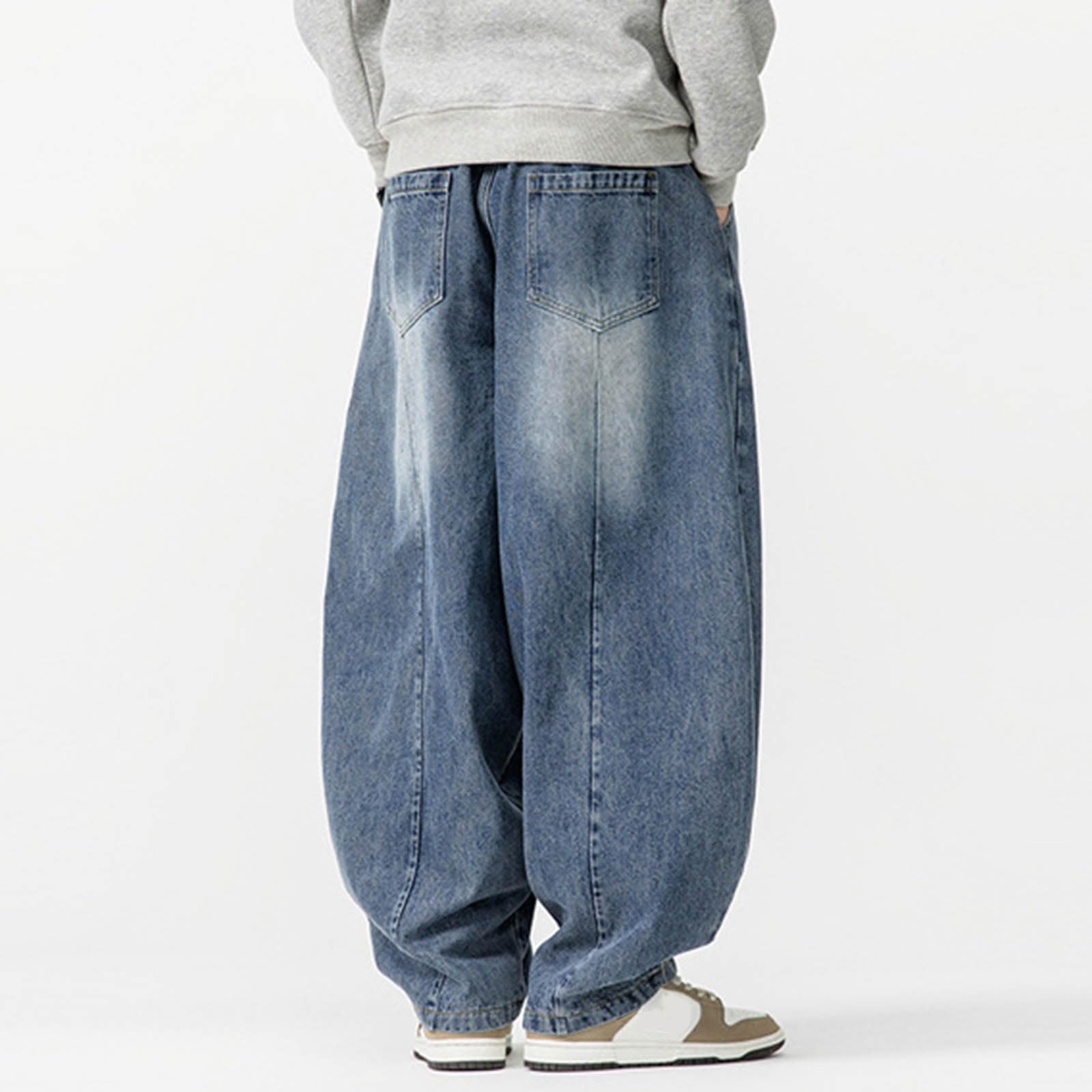 Pantalones Vaqueros Casuales para Hombre, diseño de Cintura elástica, Pantalones de Zanahoria, Pantalones Casuales, versátiles, Retro, con cordón