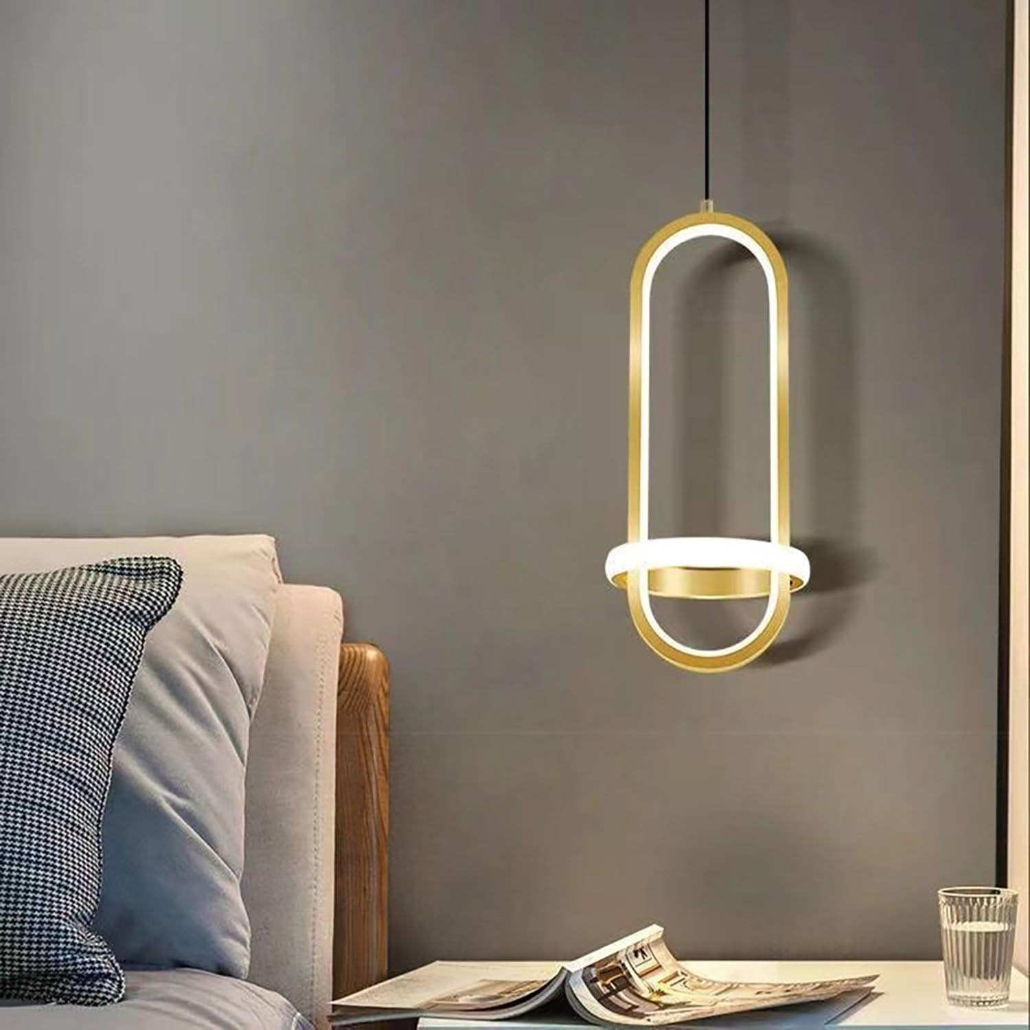 XINYASEE LED Pendant lamp Three Colour Temperature Pendant lamp Height Adjustable Bedroom Dining Room Living Room Chandelier Modern Simple Bedside Table Chandelier Decorative Chandelier (Gold)