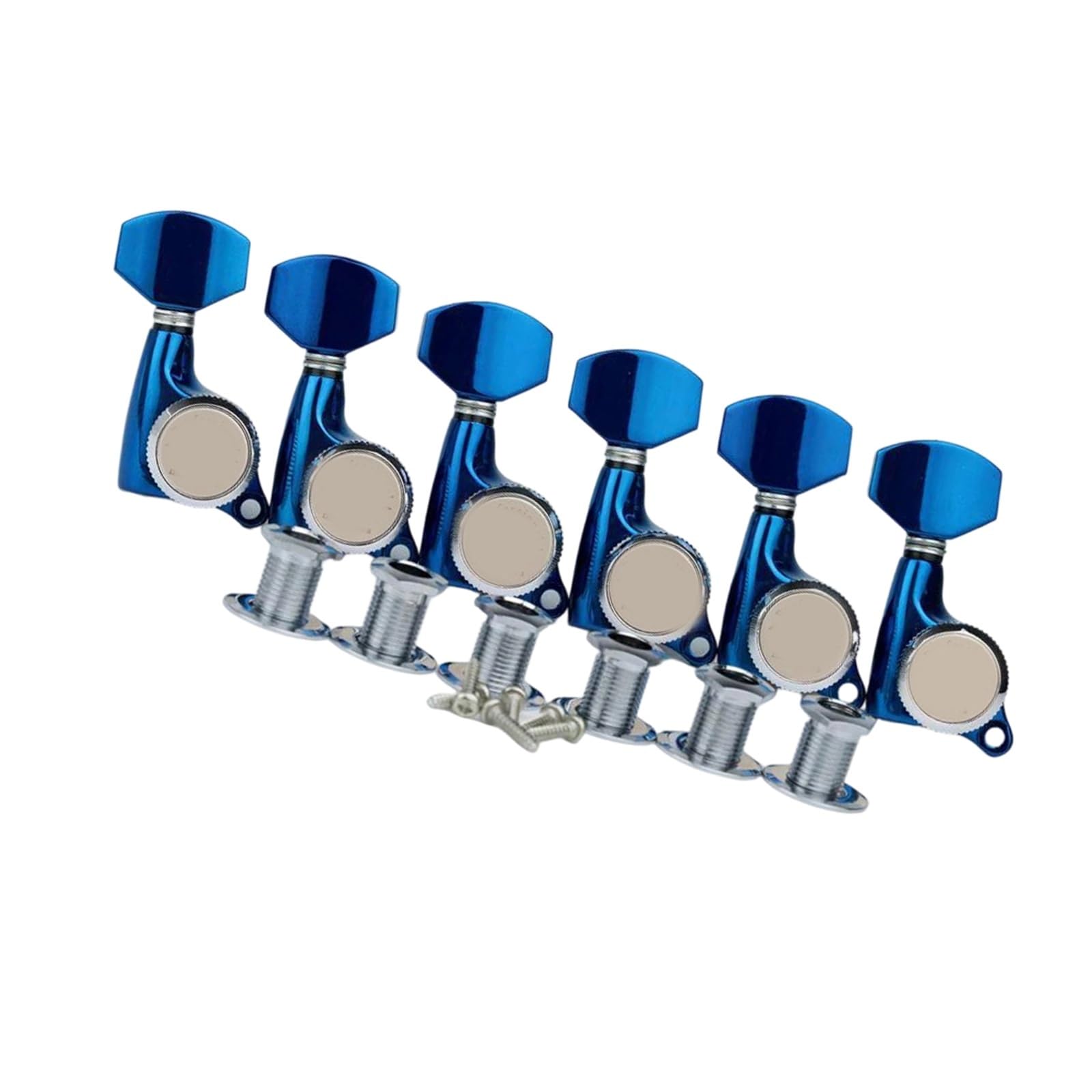 6R Blokada Tunera Do Gitary Elektrycznej Niebieska Chromowana Guitar Tuning Pegs