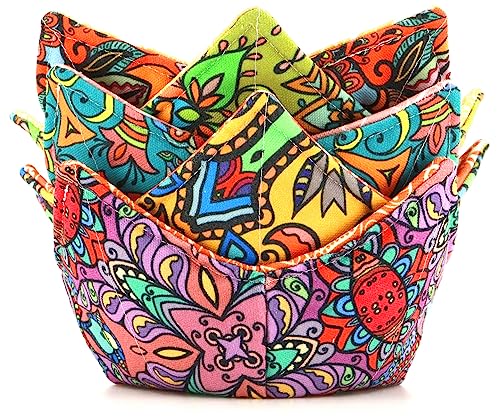 ROGITU Cotton Microwavable Bowl Cozy, Microwave-Safe Hot Bowl Holders, Soup Bowl Cozy Bowl Hot Pads (D)