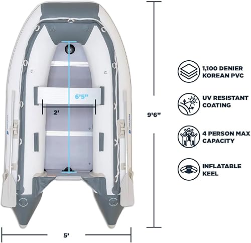 Vista 44 de Newport - Lancha deportiva inflable, con clasificación de la USCG, 10 caballos de fuerza, para 3 personas, modelo Dana, 8 pies 10 pulgadas