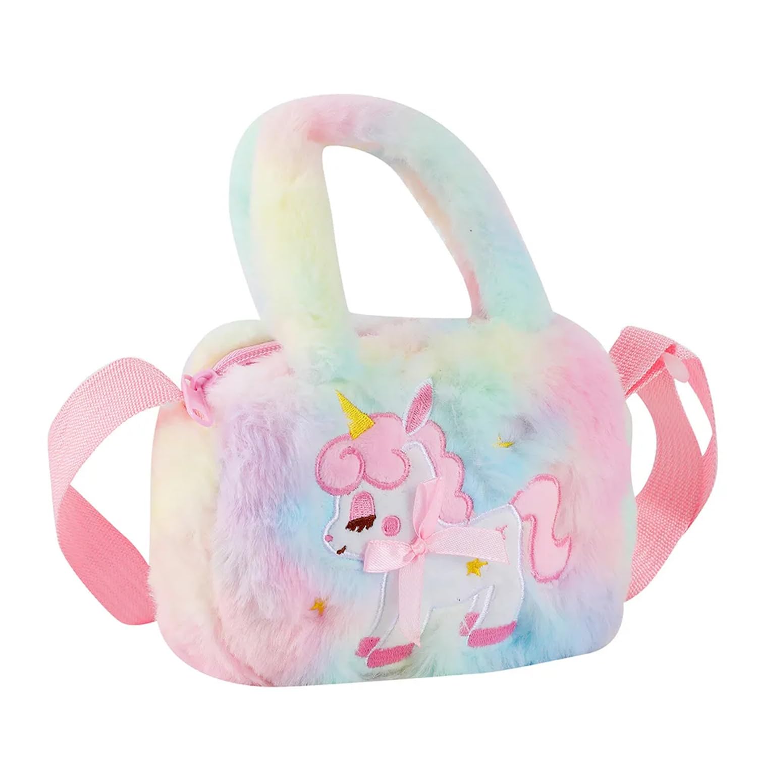 Girls Cute Unicorn Plush Shoulder Bag for Girls Soft Fluffy Bag with Adjustable Strap-image-24