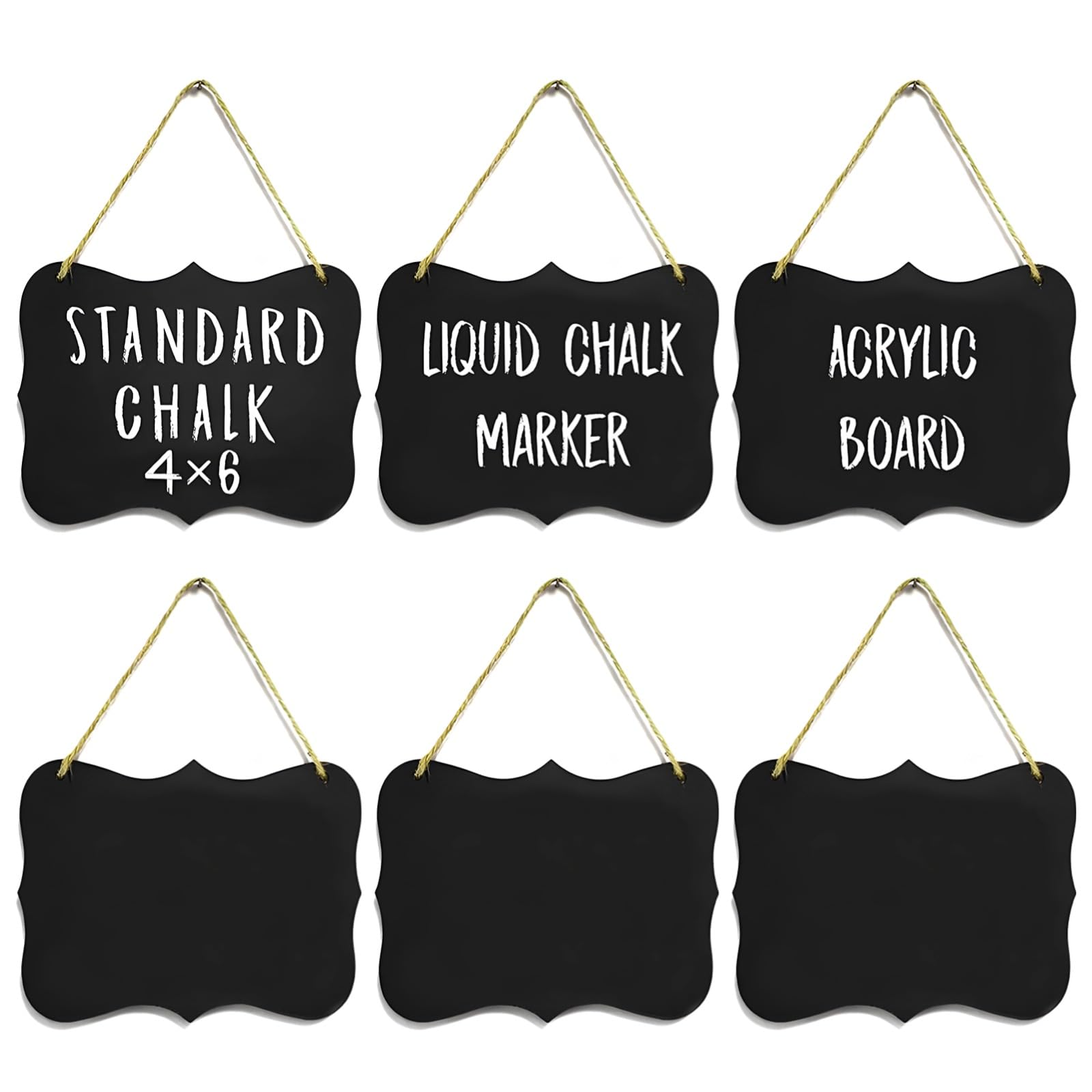 Panneaux muraux en acrylique noir lot de 6 ardoises double face 10x15 cm