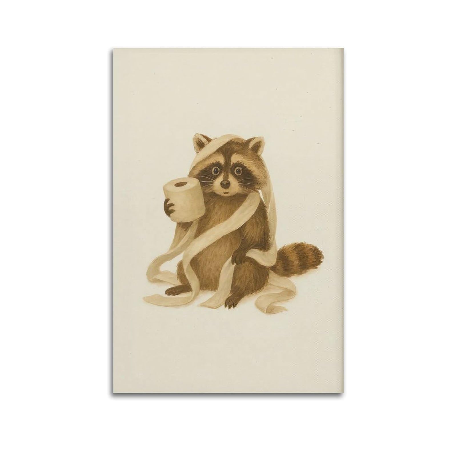 ESTE Funny Raccoon Bathroom Artwork Poster Decorative Painting Canvas Modern Art Picture 24x36inch(60x90cm)