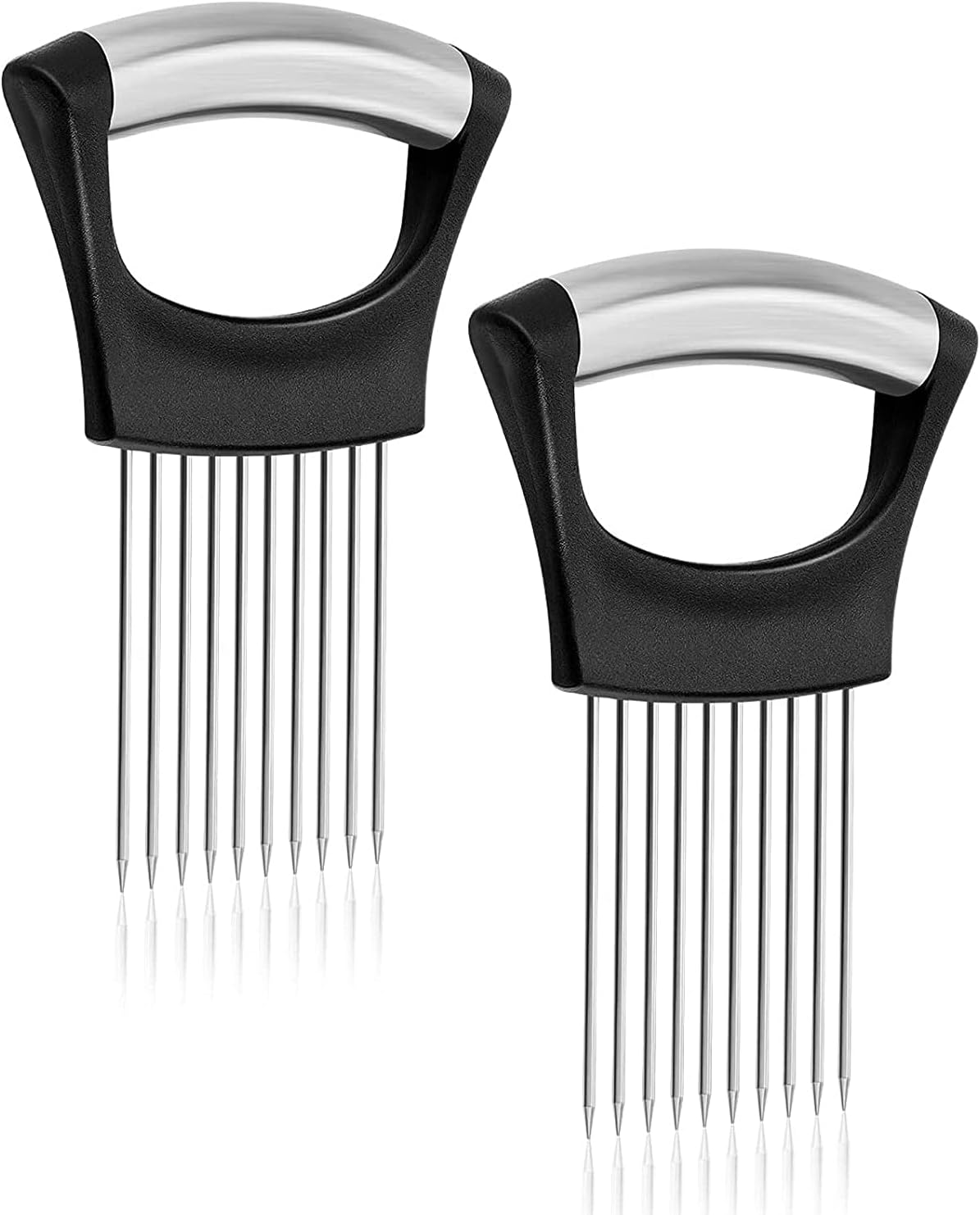 Cecofishus 2 Pack Stainless Steel Onion Holder for Slicing, Onion Slicer, Kitchen