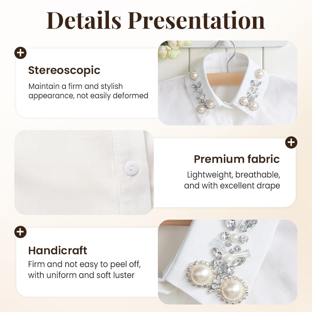Luxury Rhinestone Detachable Collar, 2026 New Diamond Pearl False Collar Fake Collar Half Shirt Dickey - Image 4