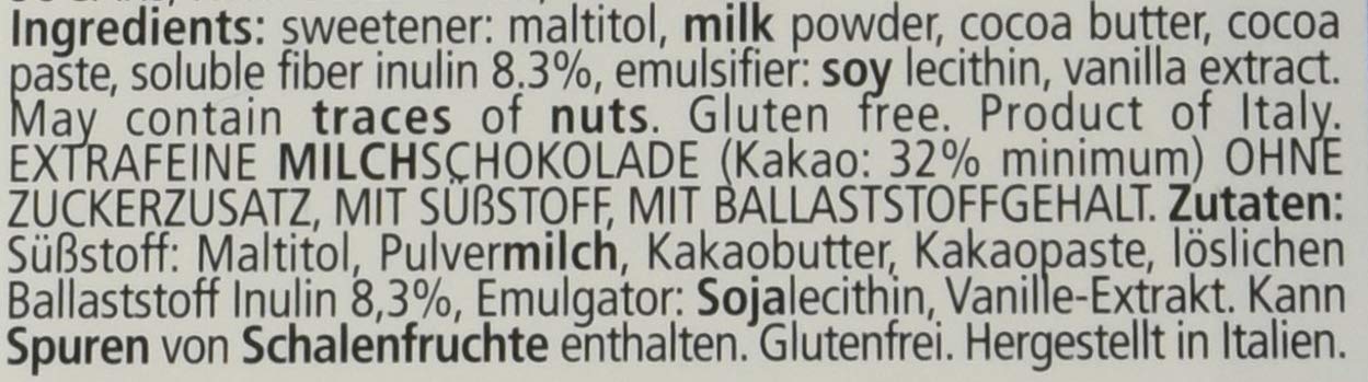 Sz - senza Zucchero Cioccolato al Latte - Confezione da 15 Pacchi X 100 G