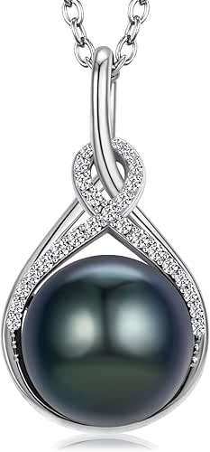 NORBU Gift for Women Wife, Real Tahitian Black Pearl Necklace