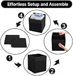 Collapsible Fabric Storage Bins, Storage Bins Set, Foldable Cloth Organizer Cubes for Closet and Drawer Storage, 2-Pack (Black)