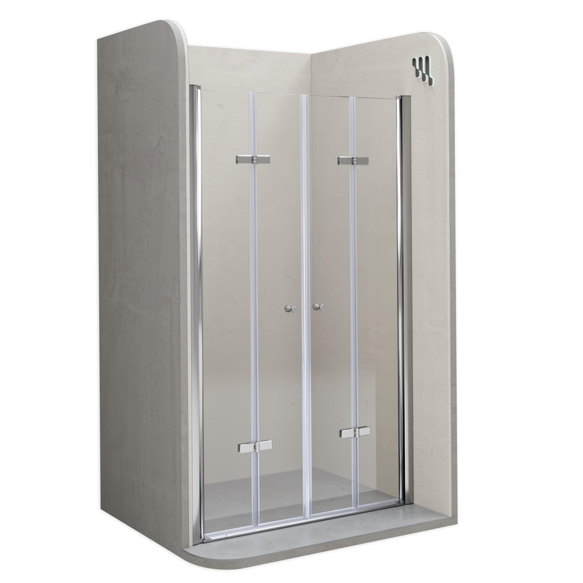 Mampara de Ducha Lena DT877 108-112x195 cm con Puertas Plegables, Perfiles Cromados y Cristal Templado Transparente