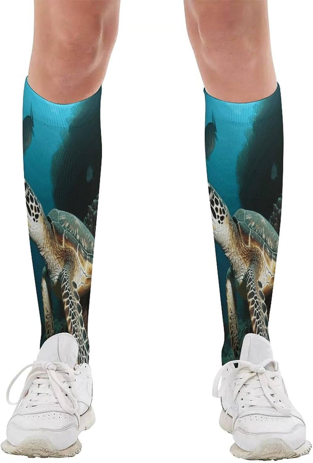 Sea Turtle Mid-Calf Socks Women Warm Knee High Socks Cozy Hiking Skiing Soft Boot Mid Calf Stocking Unisex