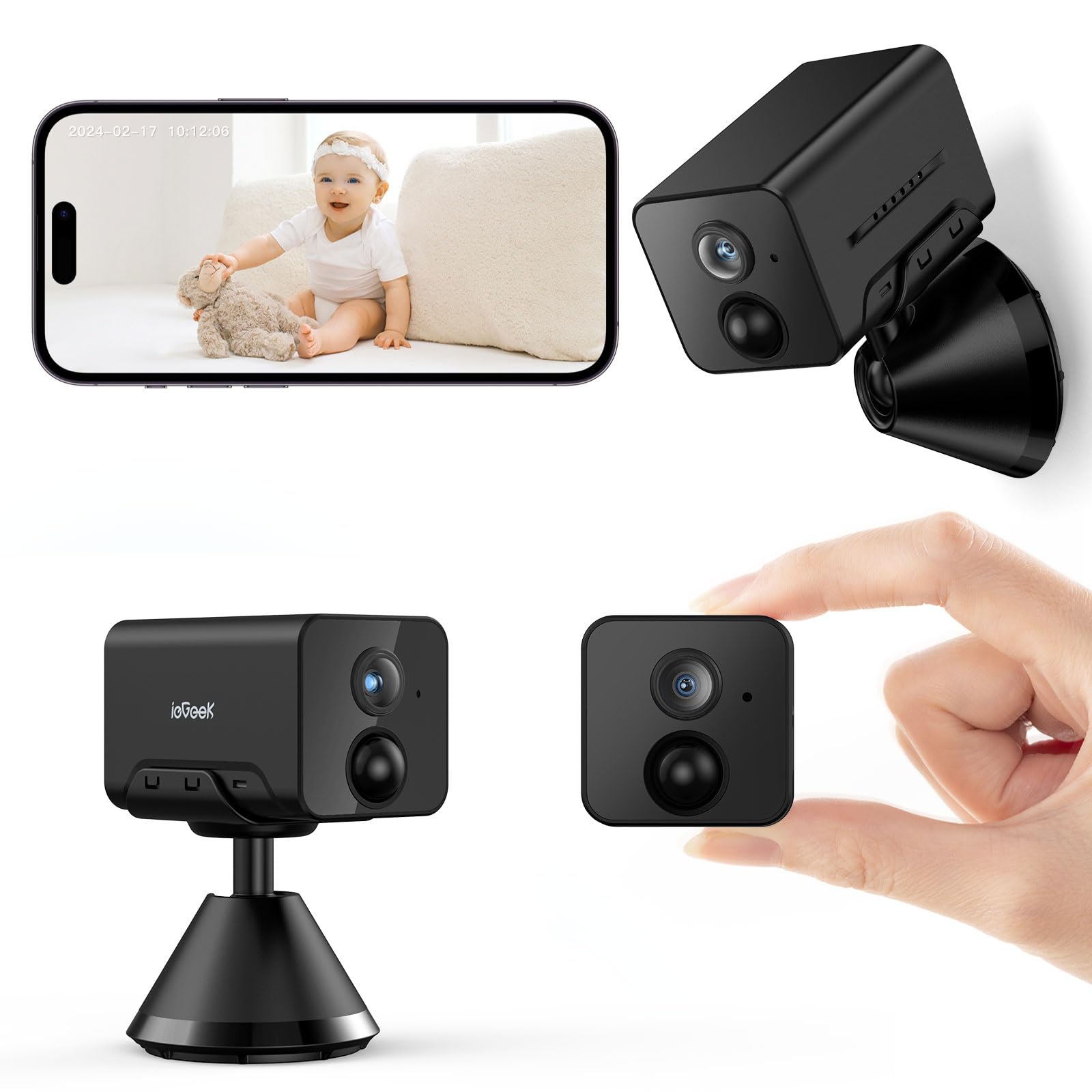 Telecamera Wi-Fi Interna 2.5K A Batteria 6000mAh – 360°, Rilevamento PIR, Visione Notturna A Colori, 2.4/5 GHz (2 Pezzi)