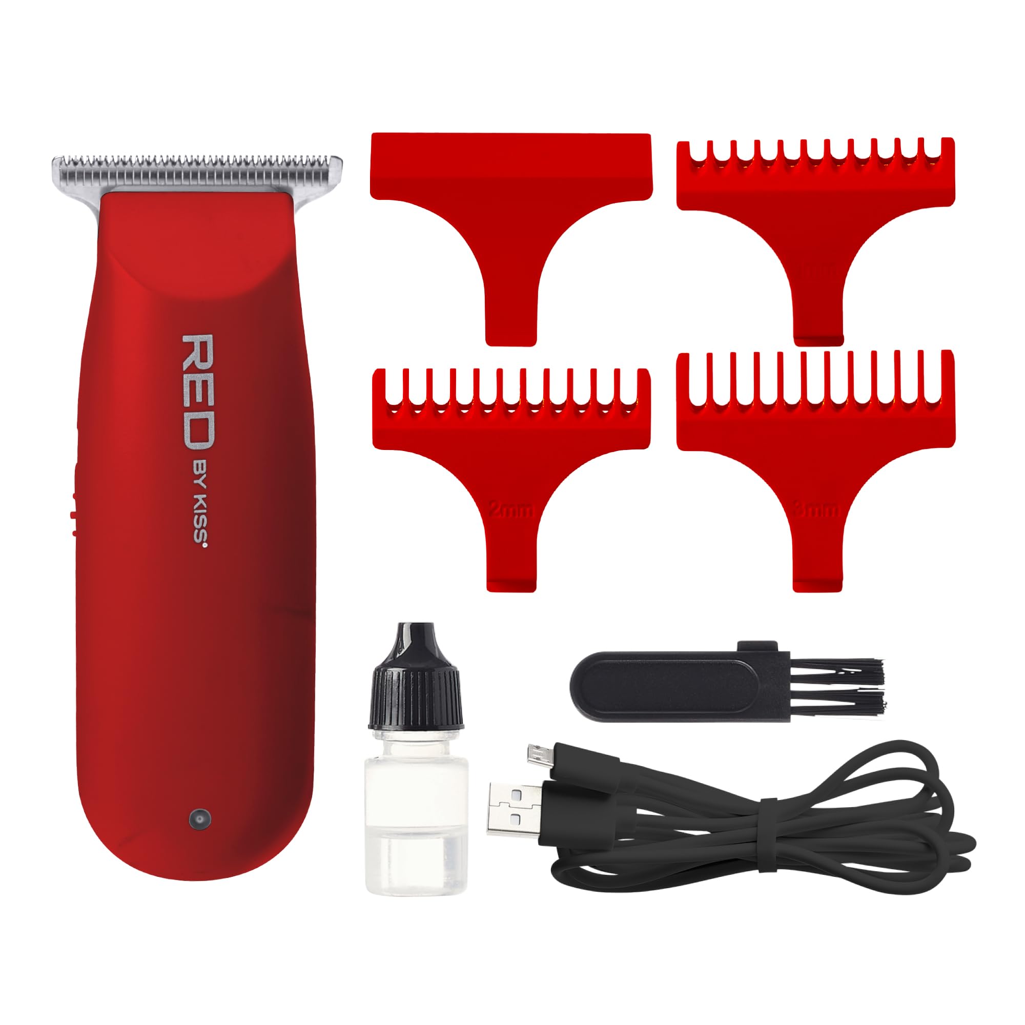 red by kiss - cordless hair clipper, long lasting mini hair trimmer, usb-c rechargeable hair cutting kit for beard trimming, hair clippers for men women kids portable grooming kit