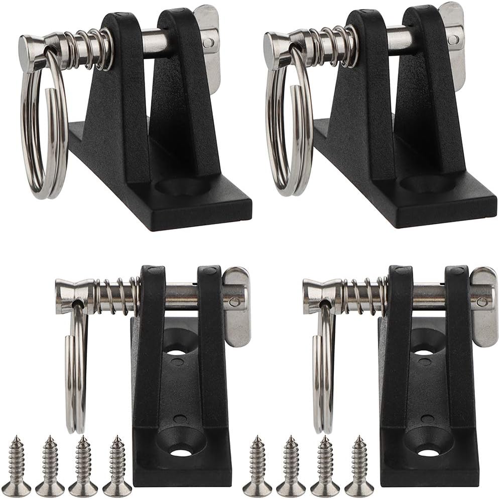 VTurboWay 4 Pack Marine Grade Nylon Bimini Top 90°Plastic Deck Hinge with Pin and Ring, 316 Stainless Steel, Free Installation Screws