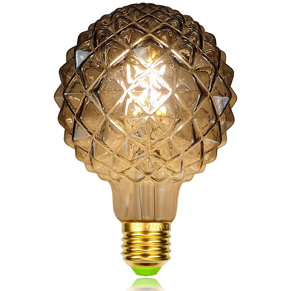 YANUODA Vintage Led Bulb G95 Edison Bulb 4W 2700K Warm White Durian Shape DIY Decorative Light Bulb 220-240V E27 (Smoke) [Energy Class D]