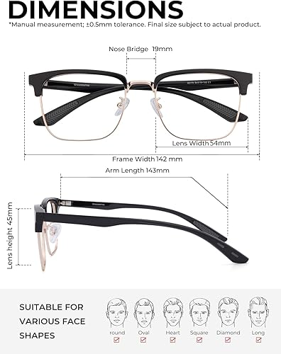 Miniatura 6 de Gafas de luz azul para hombre, rectangulares, grandes, de Browline, para juegos de computadora, bloqueador azul, antirreflejos, protección Uv400,