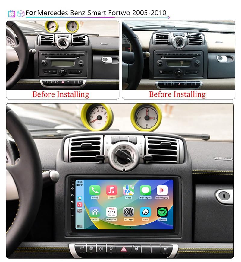 Autoradio Android 9" Smart Fortwo 2 résout vos problèmes de stationnement et de confort