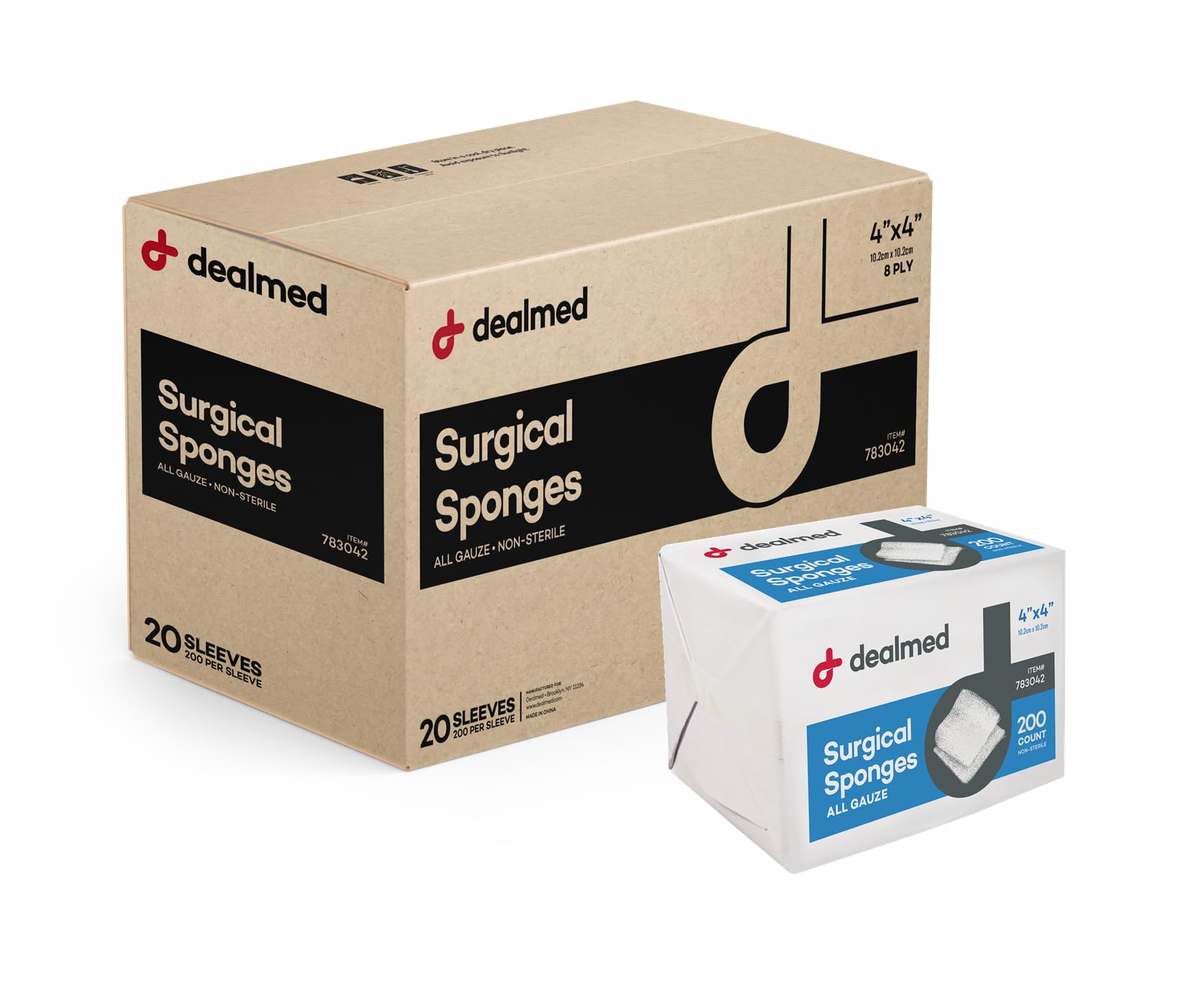 Dealmed 4 x 4 Surgical Sponges - 8-Ply Non-Woven Gauze - 200 Count 2 Pack — Amazon image 9