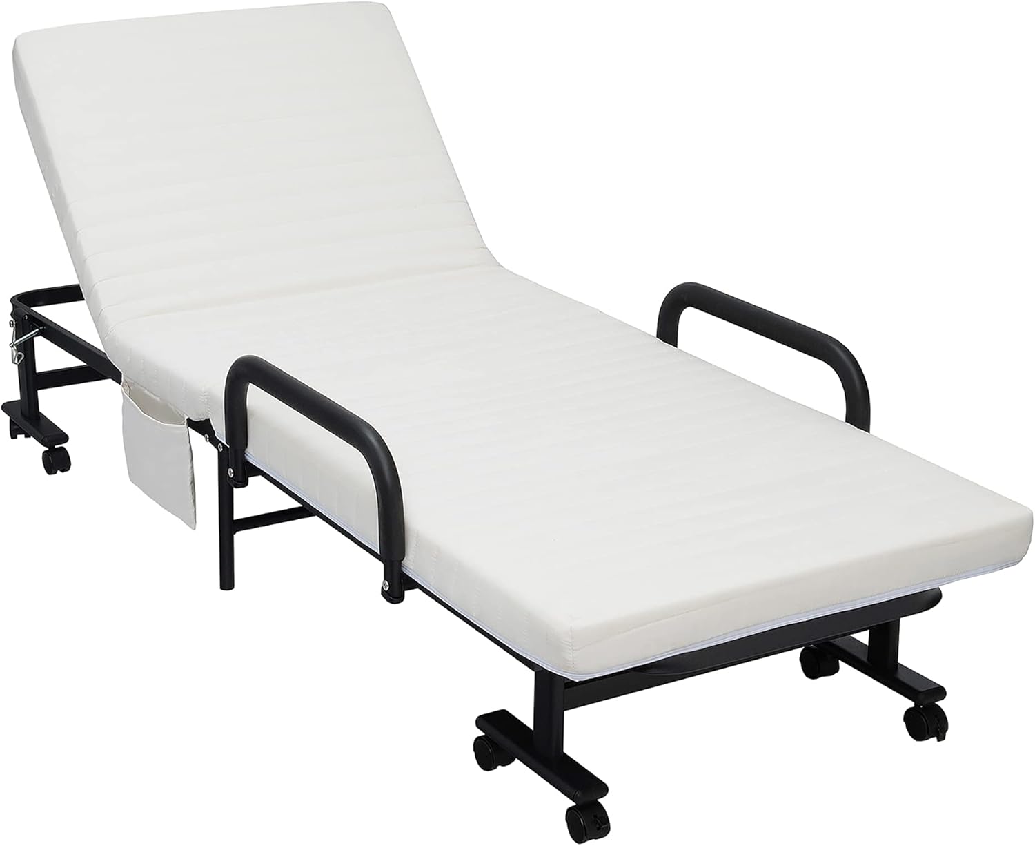 DORTALA Folding Guest Bed with Mattress, MultiFunctional Single Bed