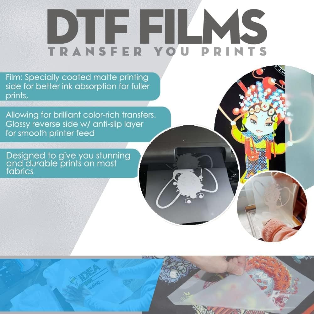 Cisinks Premium DTF Transfer Film 13"x19" - A3 plus Hot/Cold Peel 100 Sheets Matte Clear PreTreat PET Heat Transfer Paper for DIY Direct Print on All Fabric and Colors T-Shirts Textile