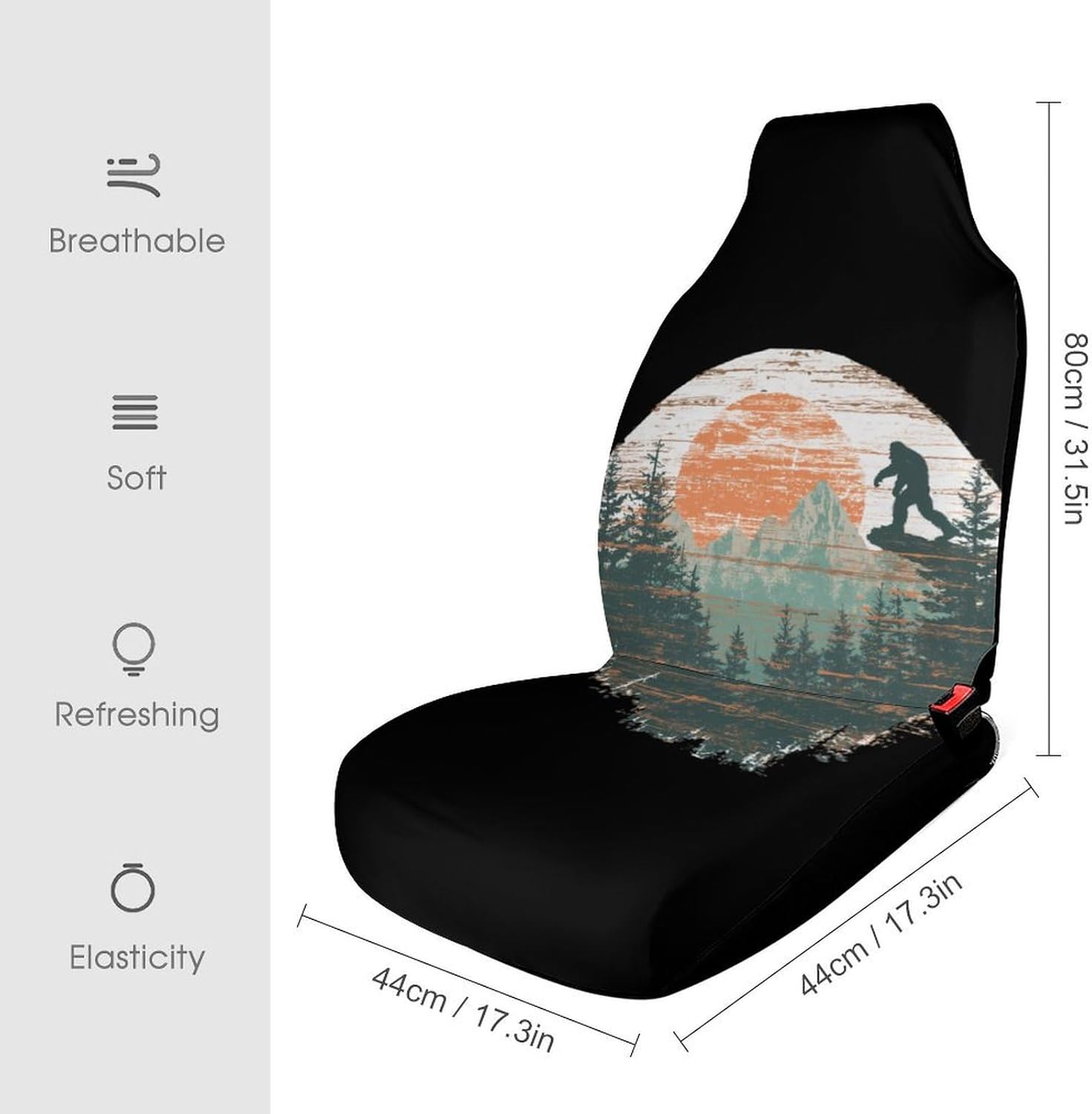 Vintage Bigfoot Sunset Mountains Car Seat Protector Front Seats Universal Fit Automotive Accessories