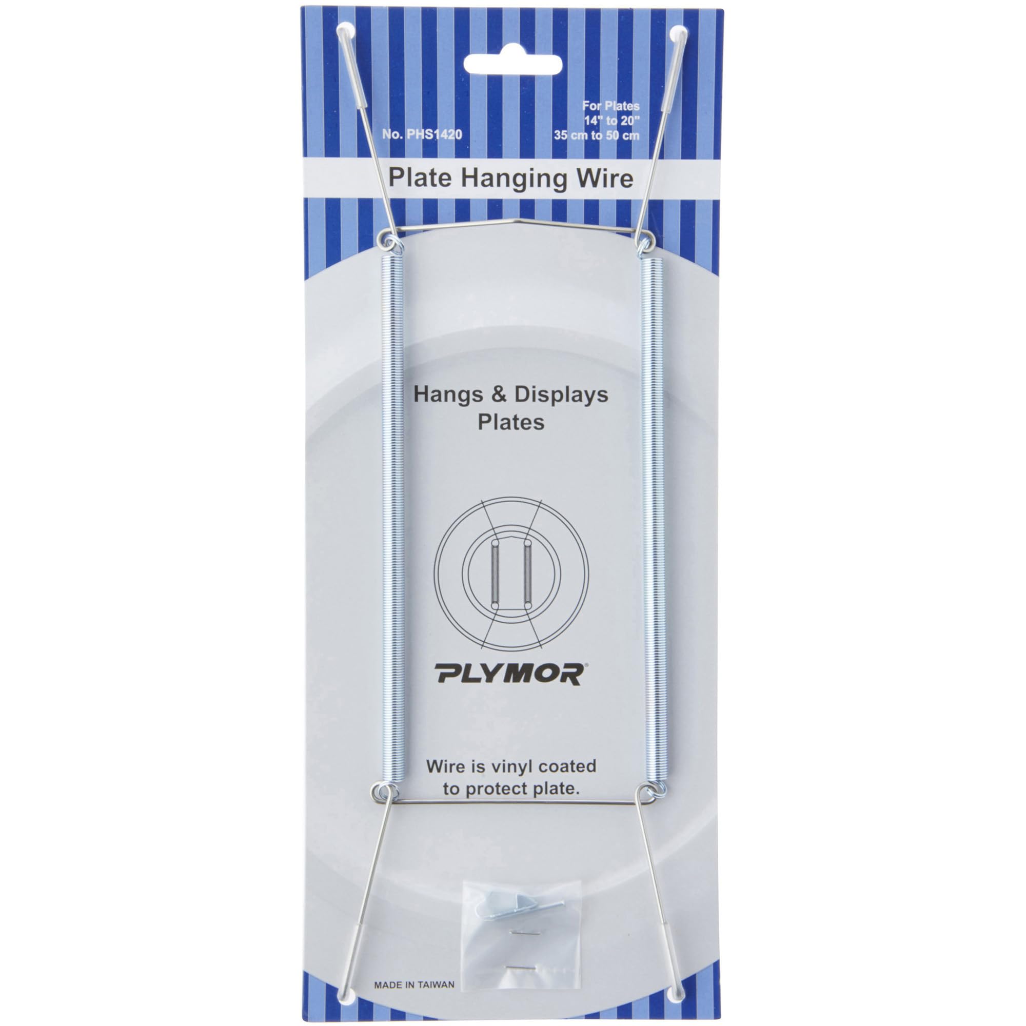 Plymor Stainless Steel Wall Mountable Plate Hanger, 11" H x 3.5" W x 0.5" D (For Plates 14" - 20"), Pack of 2