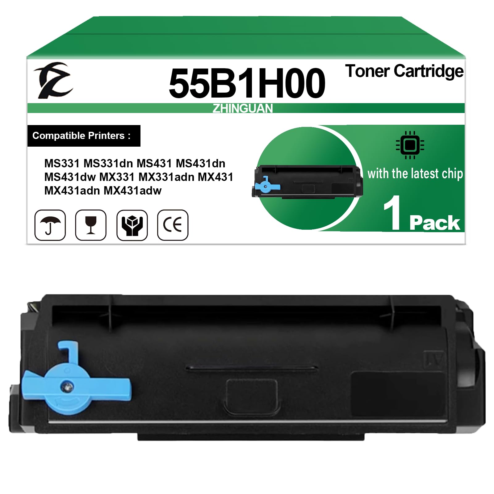 ZHINGUAN 55B1H00 High Yield Toner Cartridge for MS331 MS431 Toner Cartridge Works for MS331 MS331dn MS431 MS431dn MS431dw MX331 MX331adn MX431