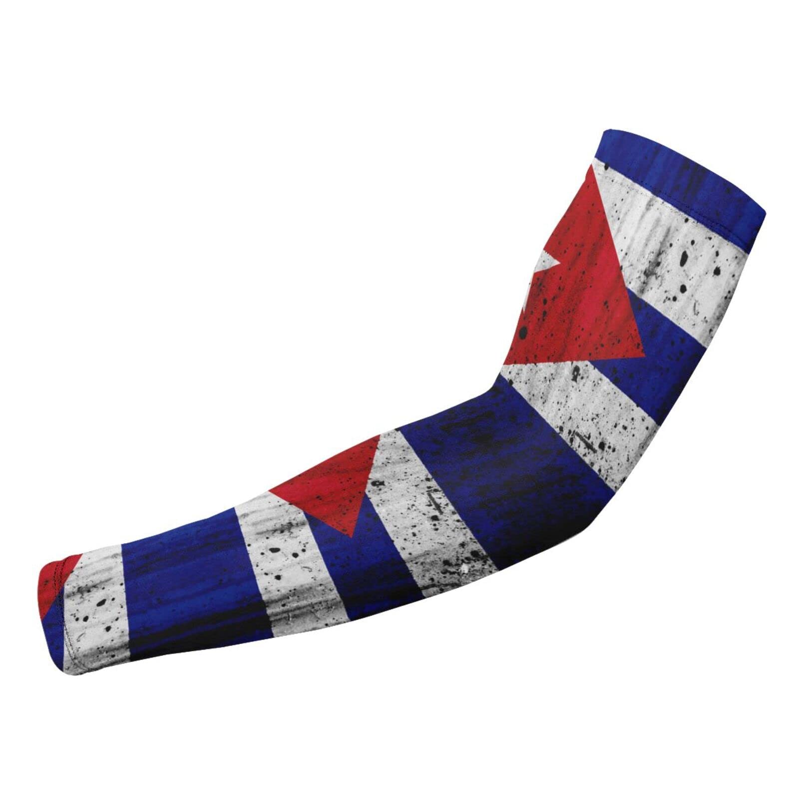 ZGXJJPP Grunge Cuban Flag Arm Sleeves for Men or Women Compression Cooling Ice Silk UV Sun Protection Arm Sleeves Sports Protection Tattoo Cover Sleeves